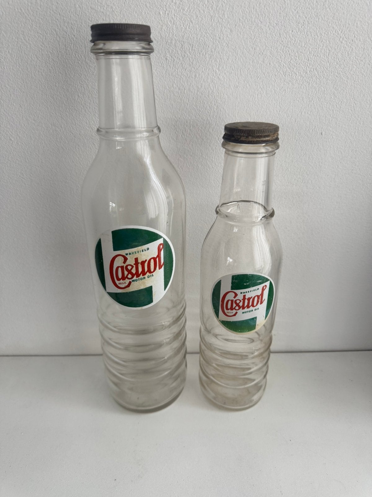 Oude Vintage Olie flessen van Castrol jaren 50 oud logo, Ophalen of Verzenden, Gebruikt, Gebruiksvoorwerp