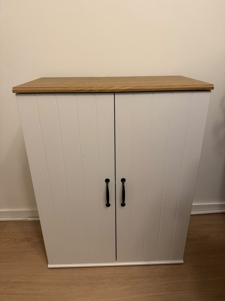 IKEA SKRUVBY kast wit 70x90 cm met houtlook blad, Ophalen, Met plank(en), 50 tot 100 cm, Zo goed als nieuw