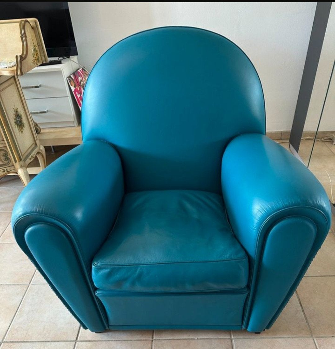Vanity Fair model van Italiaanse design Poltrona Frau, Huis en Inrichting, Fauteuils, Ophalen, Leer, Minder dan 50 cm