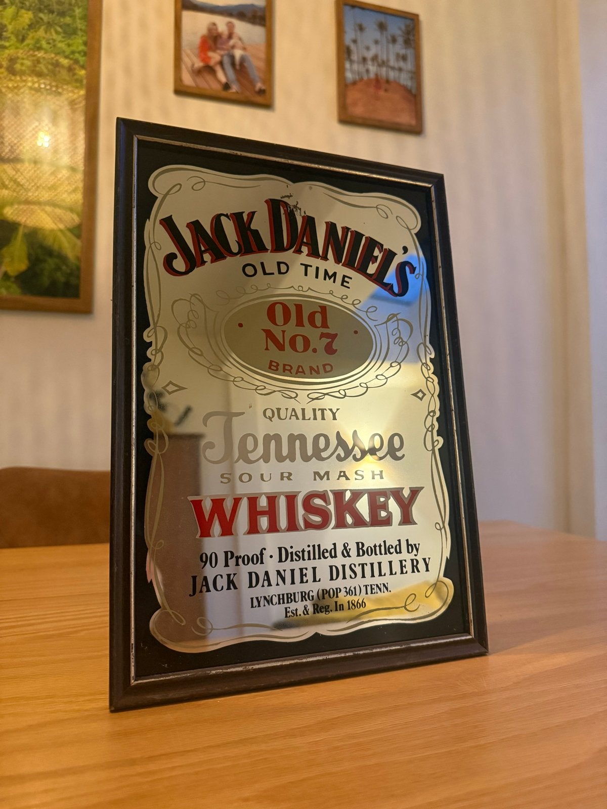 Vintage Jack Daniel's Whisky Kroegspiegel, Ophalen of Verzenden, Rechthoekig, Minder dan 50 cm, Minder dan 100 cm