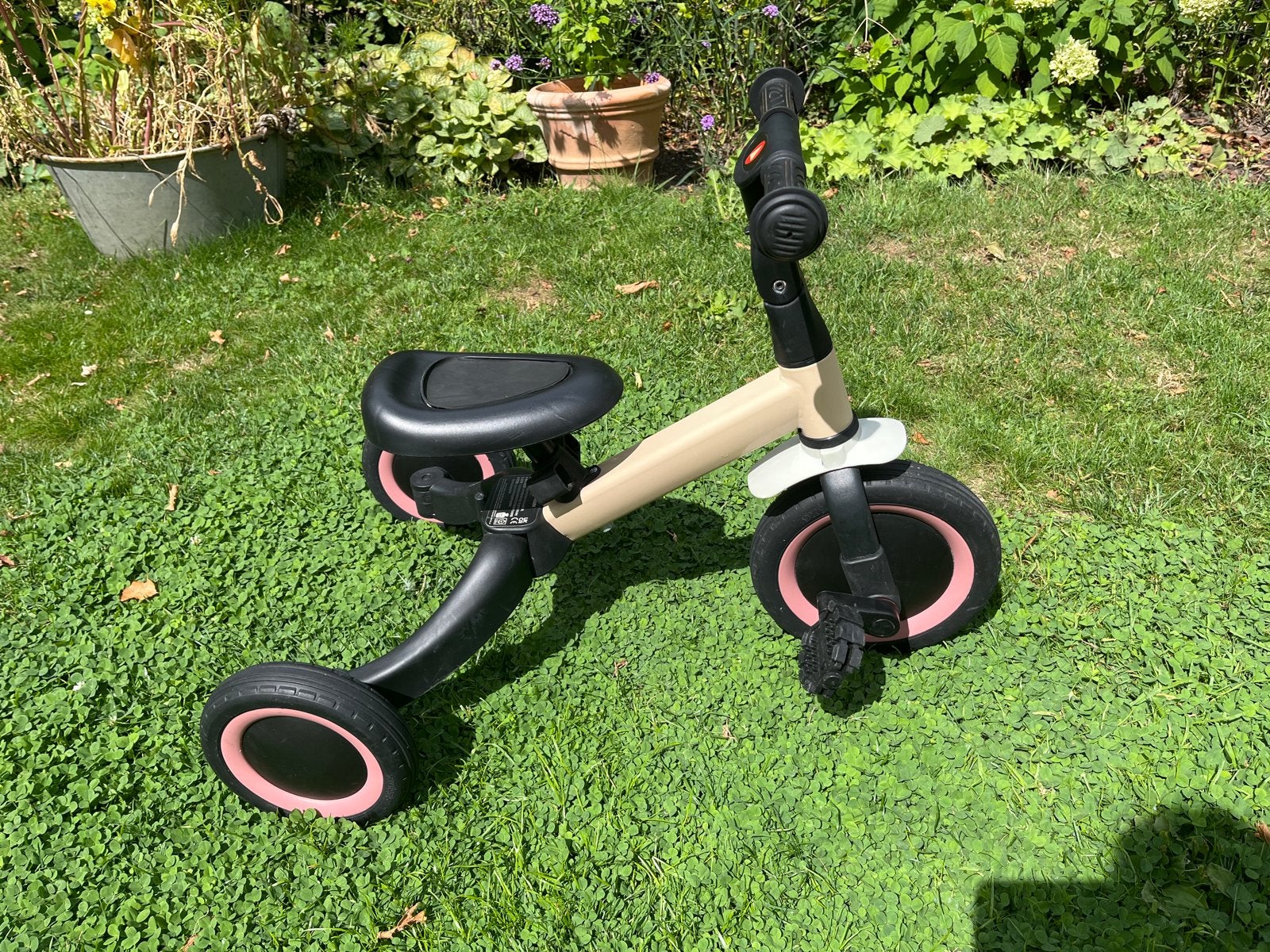 Kinderloopfiets/driewieler 4-in-1 - Beige/Roze, Ophalen, Zo goed als nieuw, Minder dan 16 inch