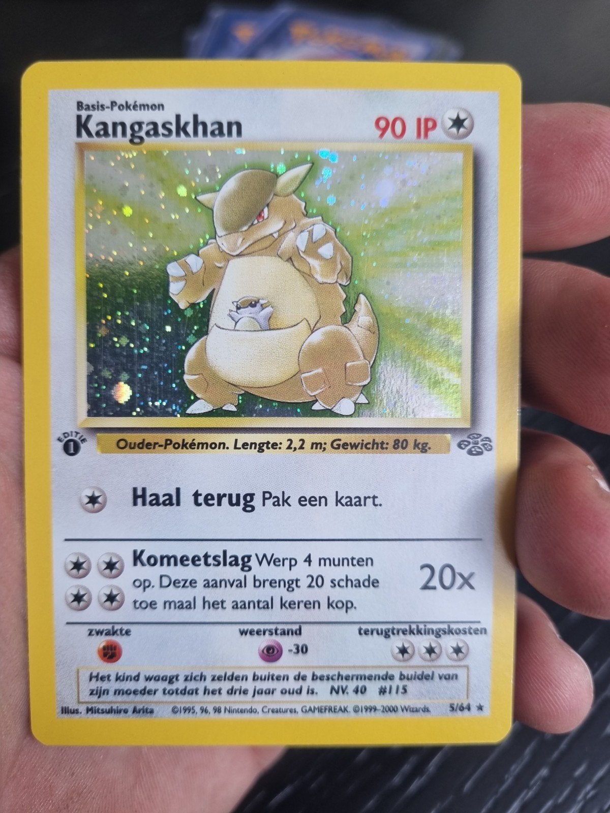 Kangaskhan 5/64 jungle NL 1e editie , holo rare * € 45, Ophalen of Verzenden, Zo goed als nieuw, Losse kaart, Foil