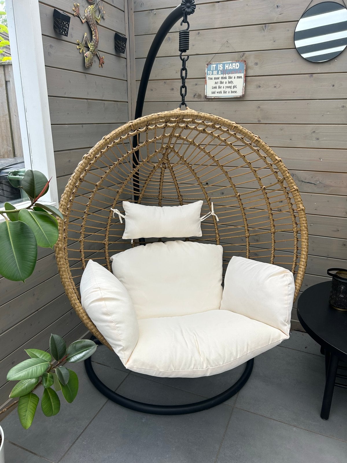 Hangstoel Cocoon XL met standaard - Zo goed als nieuw, Tuin en Terras, Tuinstoelen, Ophalen, Zo goed als nieuw, Kunststof