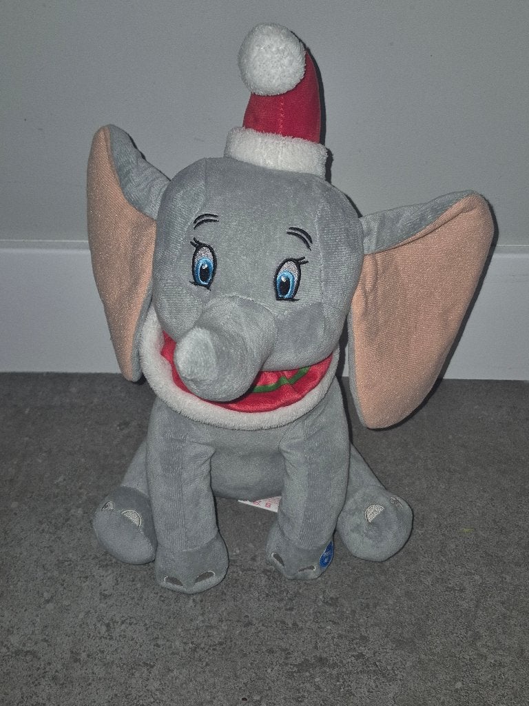 Disney Dombo kerst knuffel met geluid., Ophalen of Verzenden, Overige figuren, Gebruikt, Knuffel