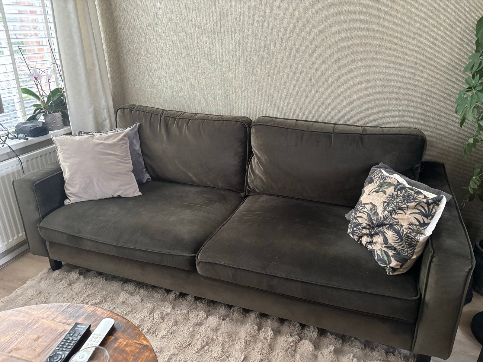2,5-zits mosgroene bank, Huis en Inrichting, Ophalen, Gebruikt, Tweepersoons, 75 tot 100 cm