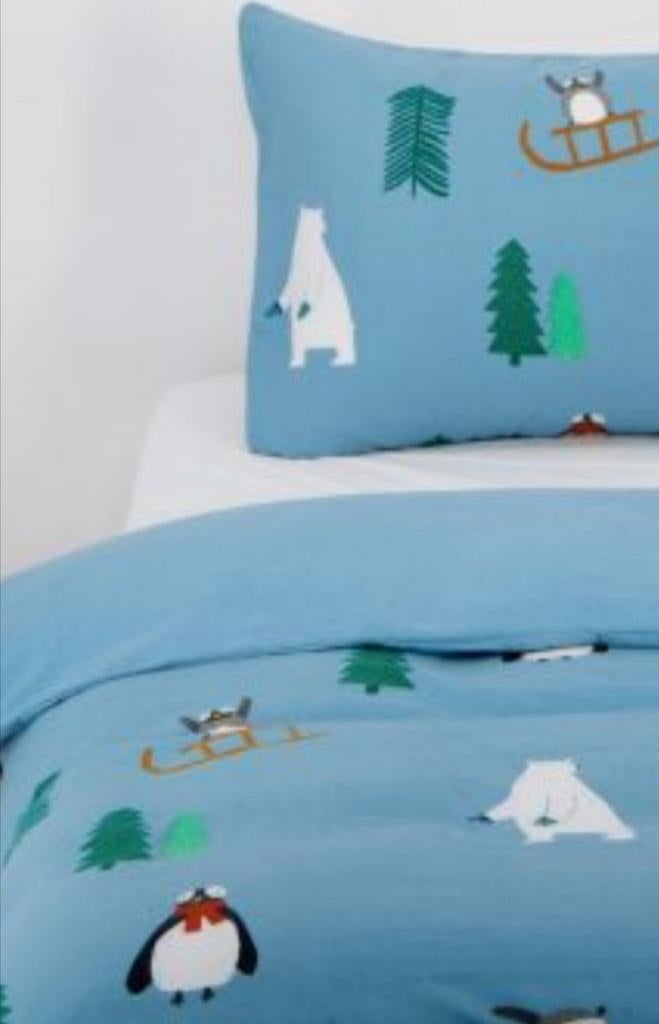 Nieuw kinder dekbedovertrek Hema flanel pinguin slee, Dekbedovertrek, Nieuw, Ophalen of Verzenden, Jongetje of Meisje