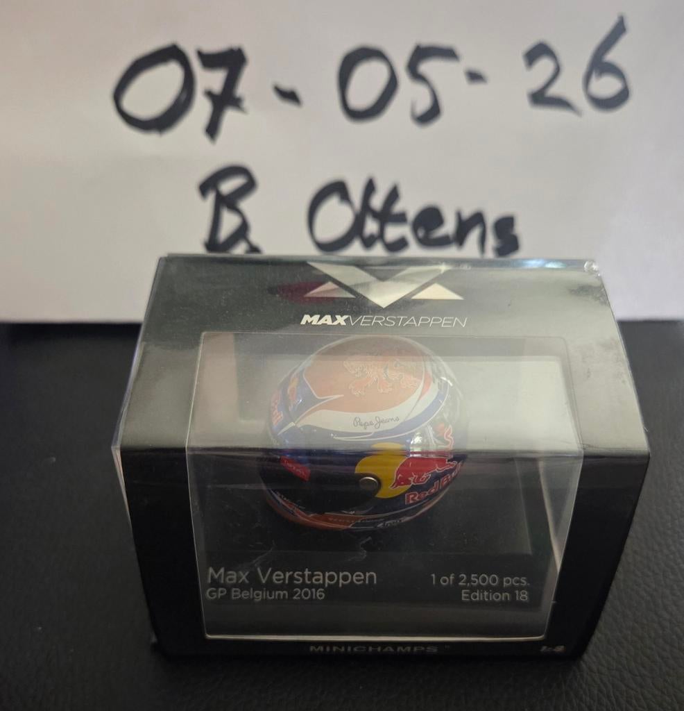 Max Verstappen GP België 2016 Minichamps Helm 1:8, Ophalen of Verzenden
