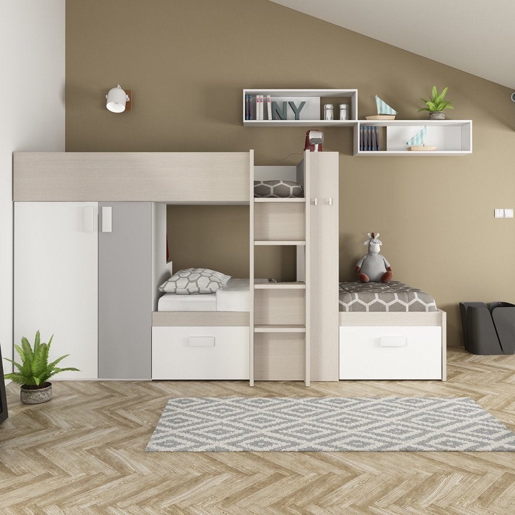 Hoogslapers 2 persoons kinderbed, Kinderen en Baby's, Kinderkamer | Stapelbedden en Hoogslapers, Ophalen, Zo goed als nieuw, Hoogslaper