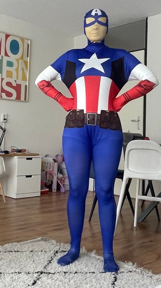 Captain America Kostuum - Perfect voor Carnaval of Themafees, Carnaval, Maat 42/44 (L), Ophalen of Verzenden, Zo goed als nieuw