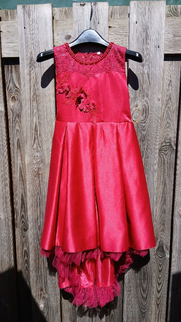 Feestjurk rood maat 150, Kinderen en Baby's, Kinderkleding | Maat 146, Ophalen of Verzenden, Zo goed als nieuw, Meisje, Jurk of Rok