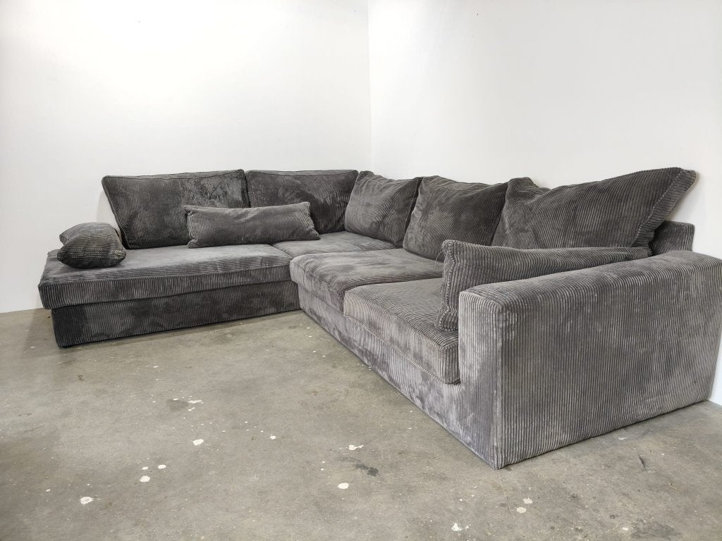 Hoekbank Rib stof Grijs, Huis en Inrichting, Banken | Bankstellen, Ophalen, 250 tot 300 cm, 100 tot 125 cm, Hoekbank
