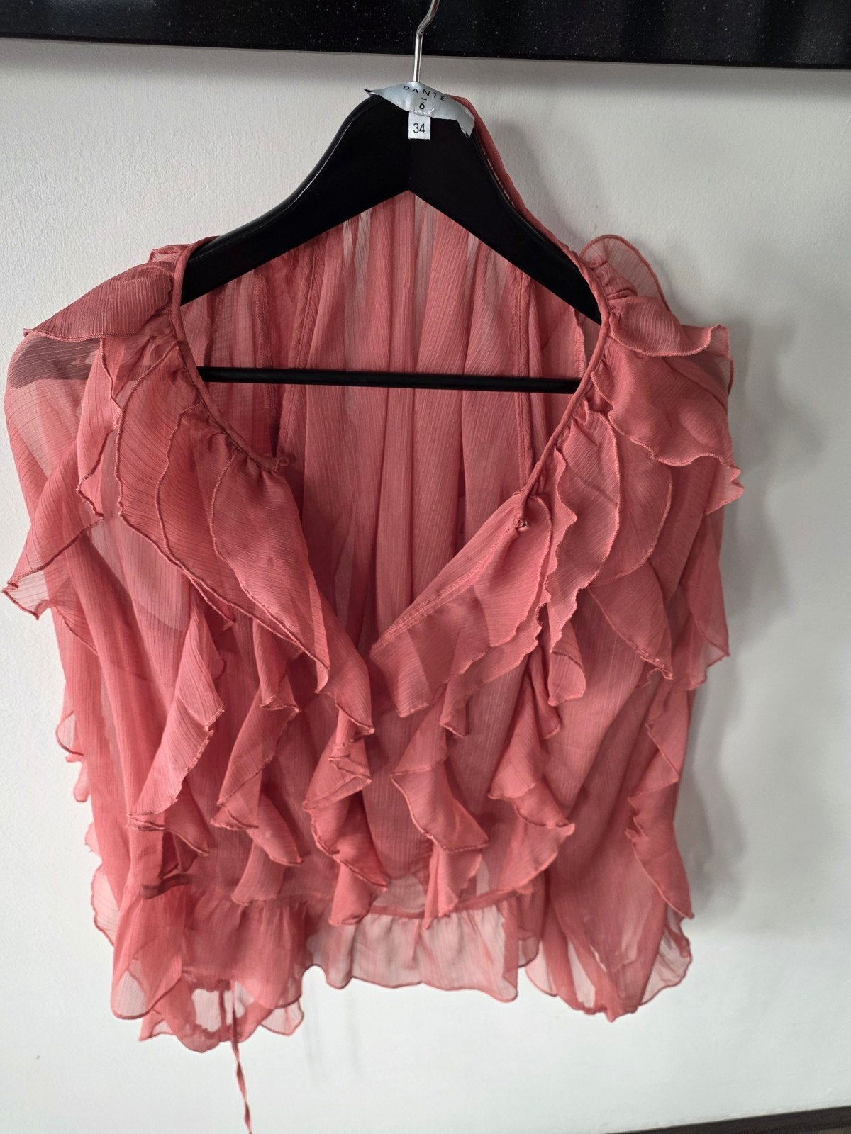 Dante 6 Roze Blouse met Ruches - Maat 34, Dante 6, Ophalen of Verzenden, Zo goed als nieuw, Lange mouw