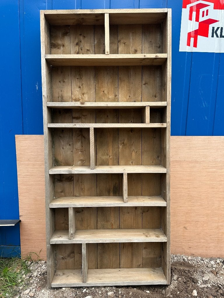 Kast steigerhout vakkenkast stelling, Huis en Inrichting, Kasten | Wandmeubels, Ophalen, Gebruikt, 200 cm of meer, Minder dan 150 cm