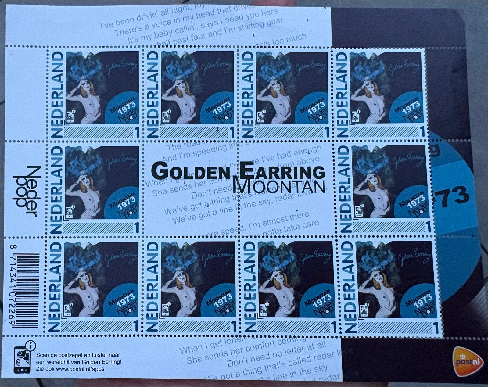 Golden Earring MoonTan Postzegelvel, Ophalen of Verzenden, Na 1940, Postfris