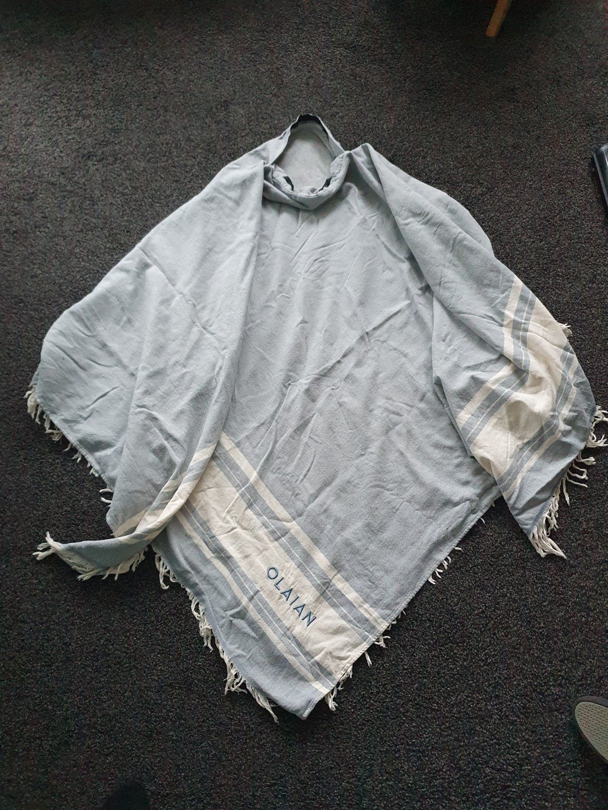 Grote hamamdoek / badhanddoek poncho model stormblauw, Ophalen of Verzenden