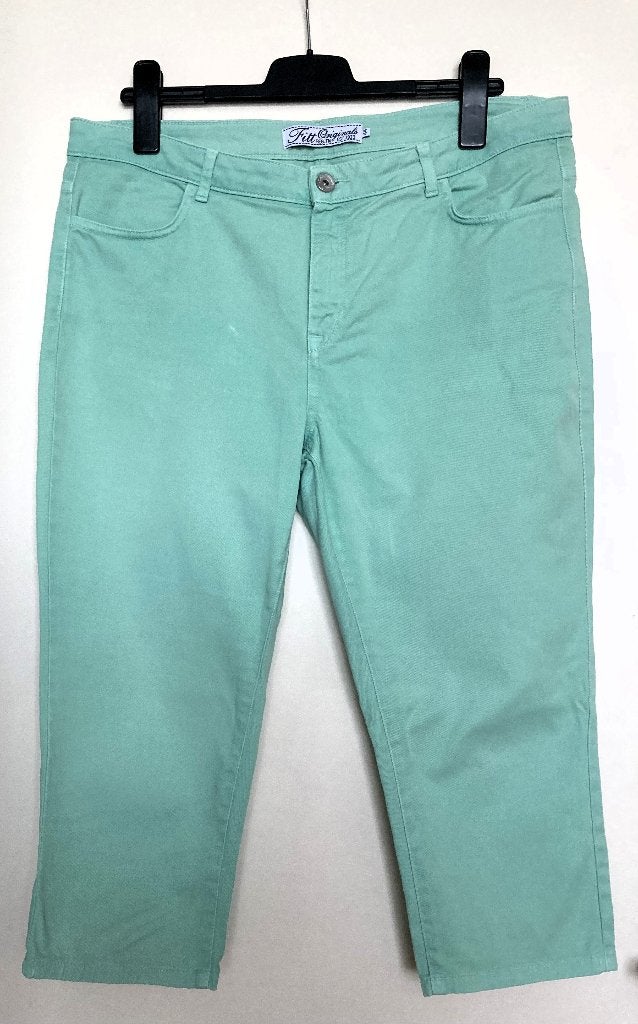 Mintgroene Capri Broek maat 44 - FITT ORIGINALS, Ophalen of Verzenden, Zo goed als nieuw, Driekwart, Groen