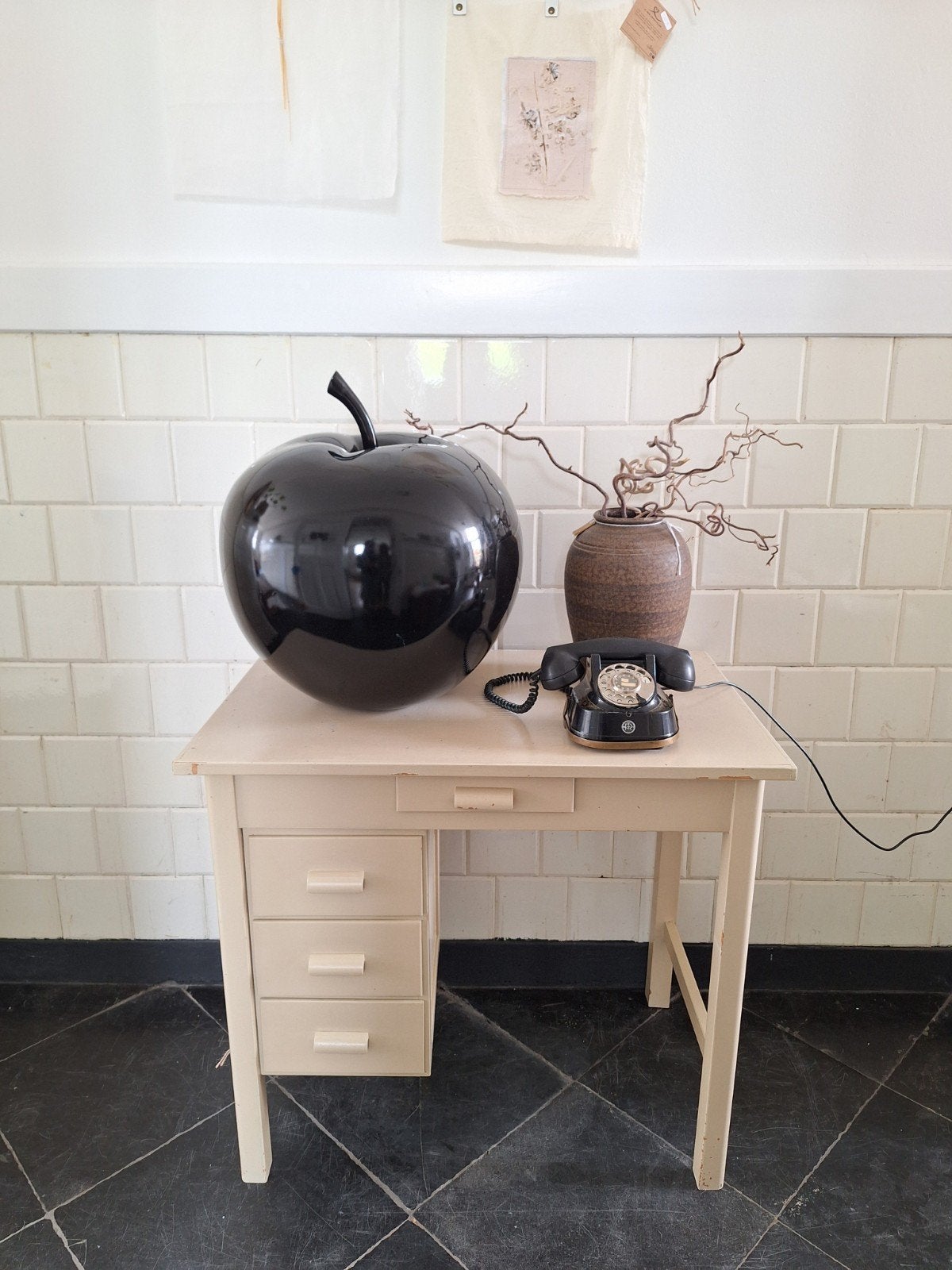 vintage bureautje, bureau, desk houten tafeltje met ladeblok, Gebruikt, Hout, Vintage, Ophalen of Verzenden