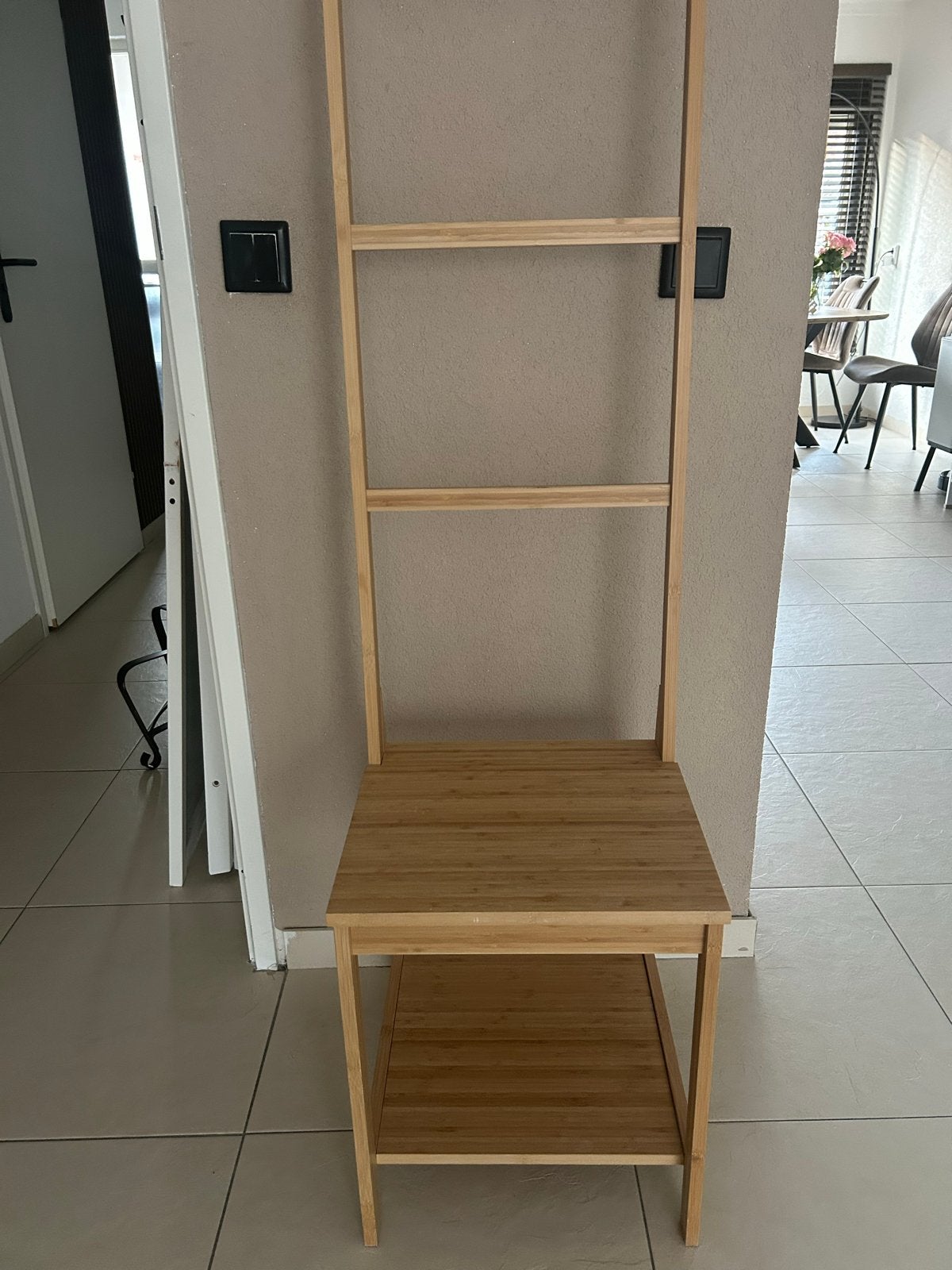 Ikea Bamboe badkamerrek met handdoekladder, Ophalen, Zo goed als nieuw