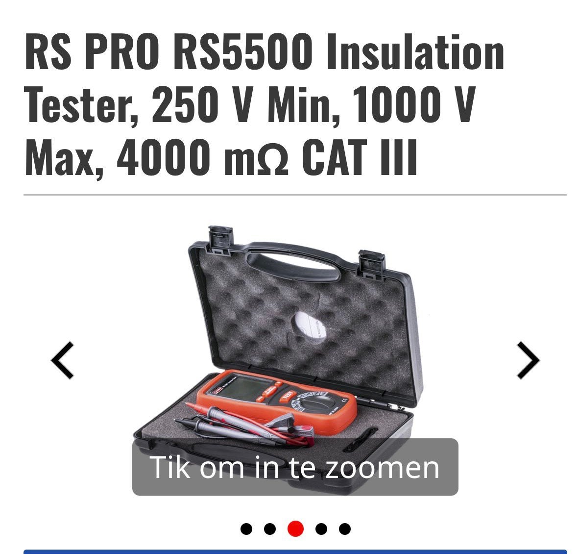 Te koop RS PRO - RS-5500 isolatie tester / megger, Ophalen, Zo goed als nieuw