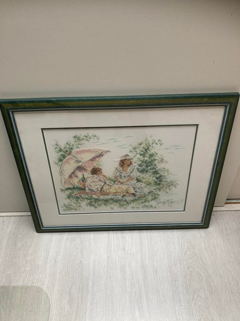 Vintage Geborduurd Schilderij, Ophalen of Verzenden