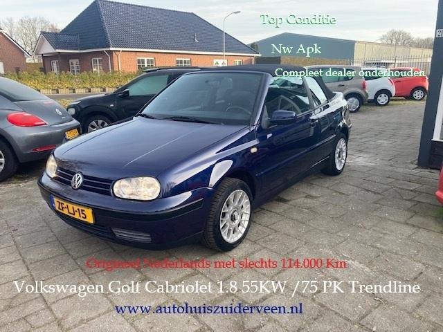 VOLKSWAGEN Golf 1.8 CABRIOLET 55KW Trendline Top Conditie, Auto's, 13 km/l, Stof, Cabriolet, Origineel Nederlands
