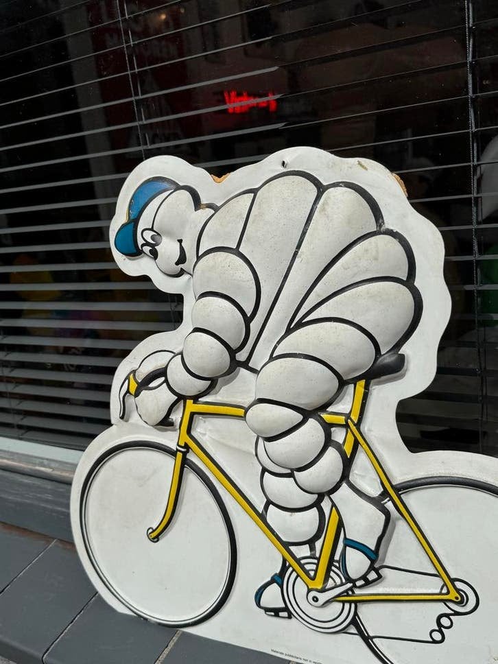 Vintage Michelin Bibendum Fiets Reclamebord, Verzamelen, Merken en Reclamevoorwerpen, Ophalen, Reclamebord, Gebruikt, .