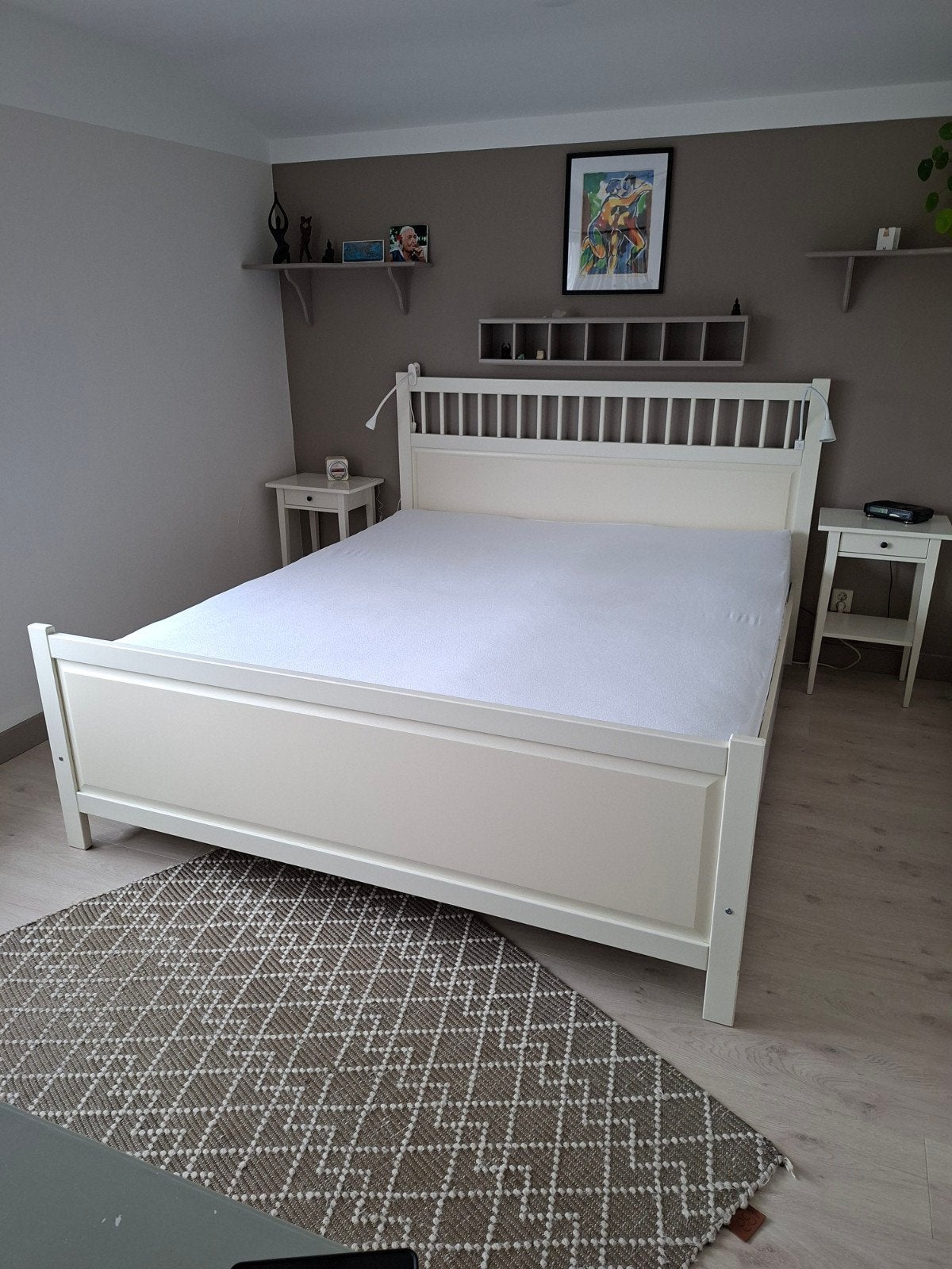 Ikea bedombouw 180x220 met nachtkastjes, Huis en Inrichting, Ophalen, Gebruikt, Wit, Tweepersoons