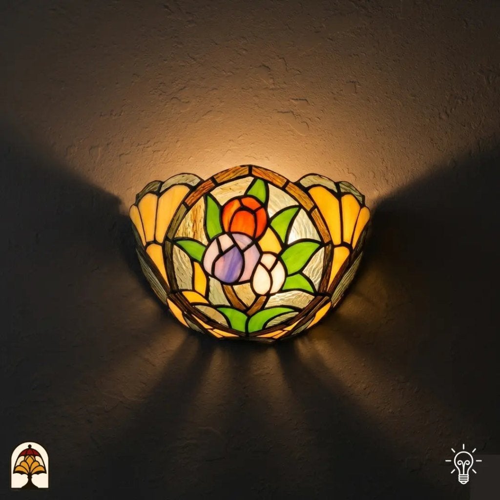 Tiffany wandlamp Tulipa Tricolore - handgemaakt, nieuw, Ophalen of Verzenden, Nieuw