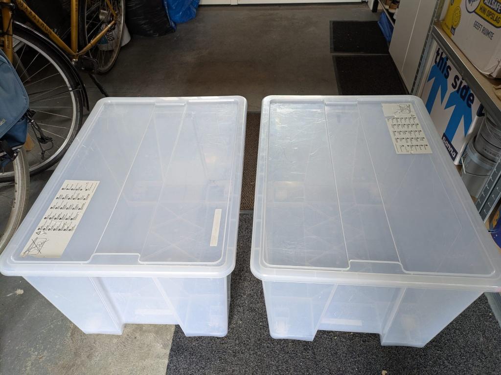Ikea SAMLA bakken met deksel, transparant, 79x57x43 cm, Ophalen, 40 tot 60 cm, Bak of Kist, 75 tot 100 cm