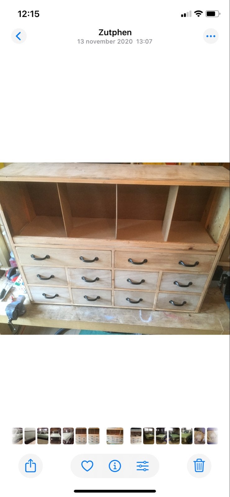 Houten ladekast 2 x. met open vakken, Doe-het-zelf en Verbouw, Gereedschapskisten, Ophalen, Gebruikt