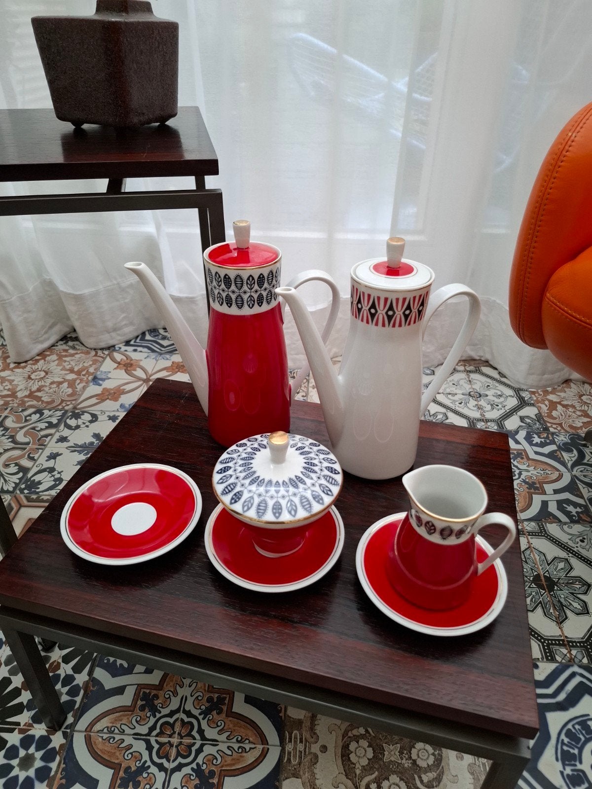 Vintage Freiberger Porzellan koffieservies - Made in GDR, Antiek en Kunst, Ophalen