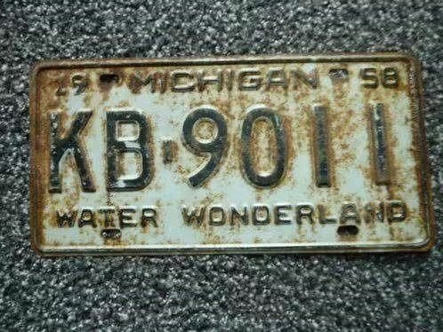 Kentekenplaat licenseplate Michigan Water Wonderland 1958 US, Verzenden, Gebruikt, Auto's