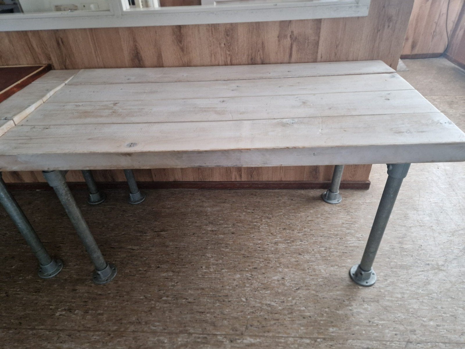 mooie industriele steigerpijp tafel, Ophalen, Zo goed als nieuw, Rechthoekig, 50 tot 100 cm