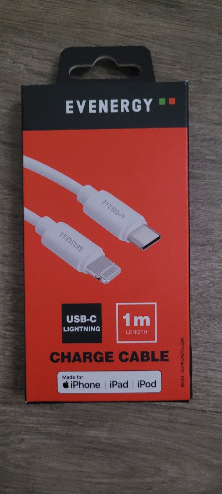 Evenenergy USB-C naar Lightning oplaadkabel 1m, Telecommunicatie, Mobiele telefoons | Telefoon-opladers, Ophalen of Verzenden
