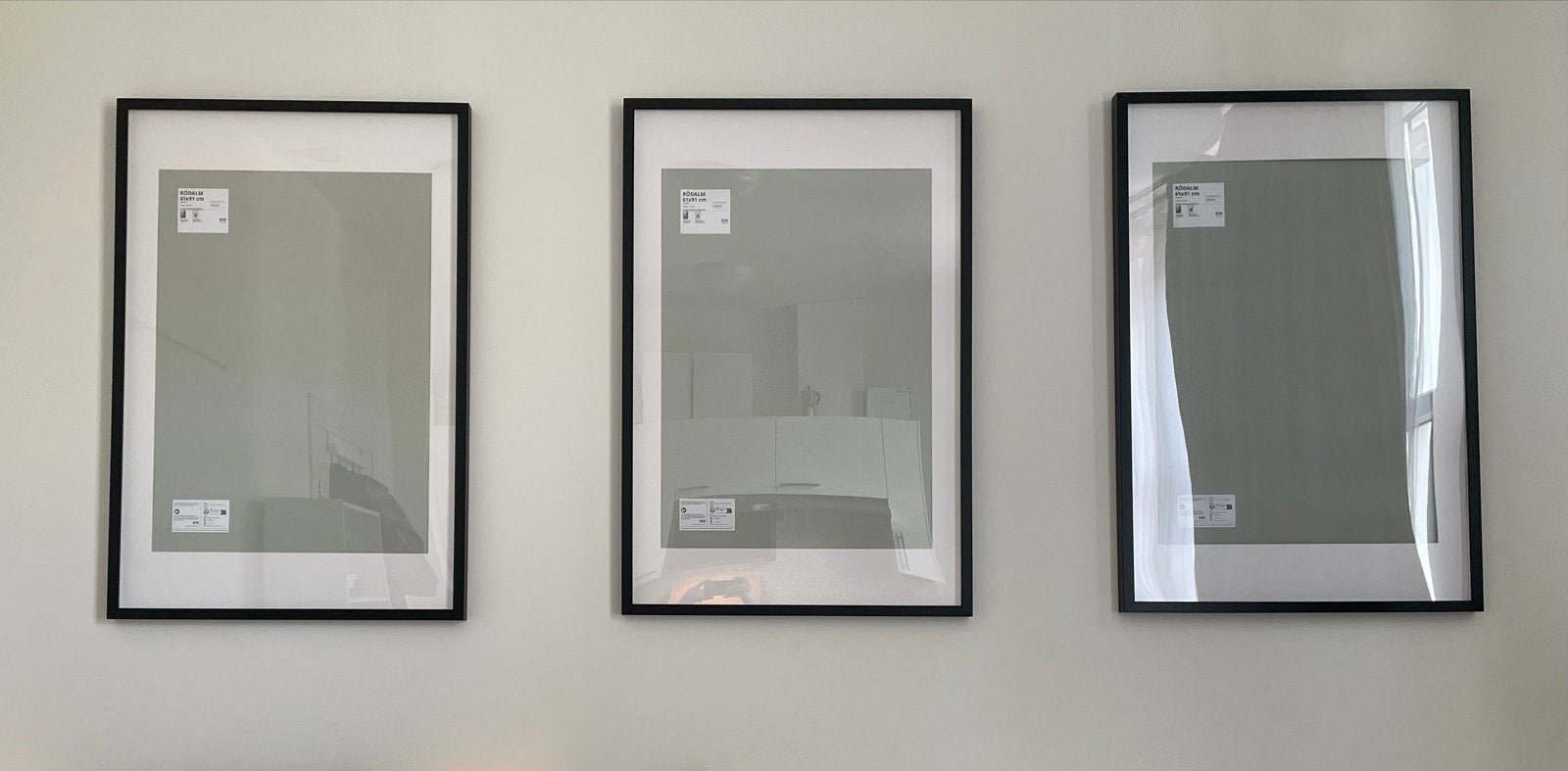 3 x IKEA RÖDALM Fotolijst 61x91 cm Zwart, Ophalen, 71 cm, Zo goed als nieuw, Fotolijst