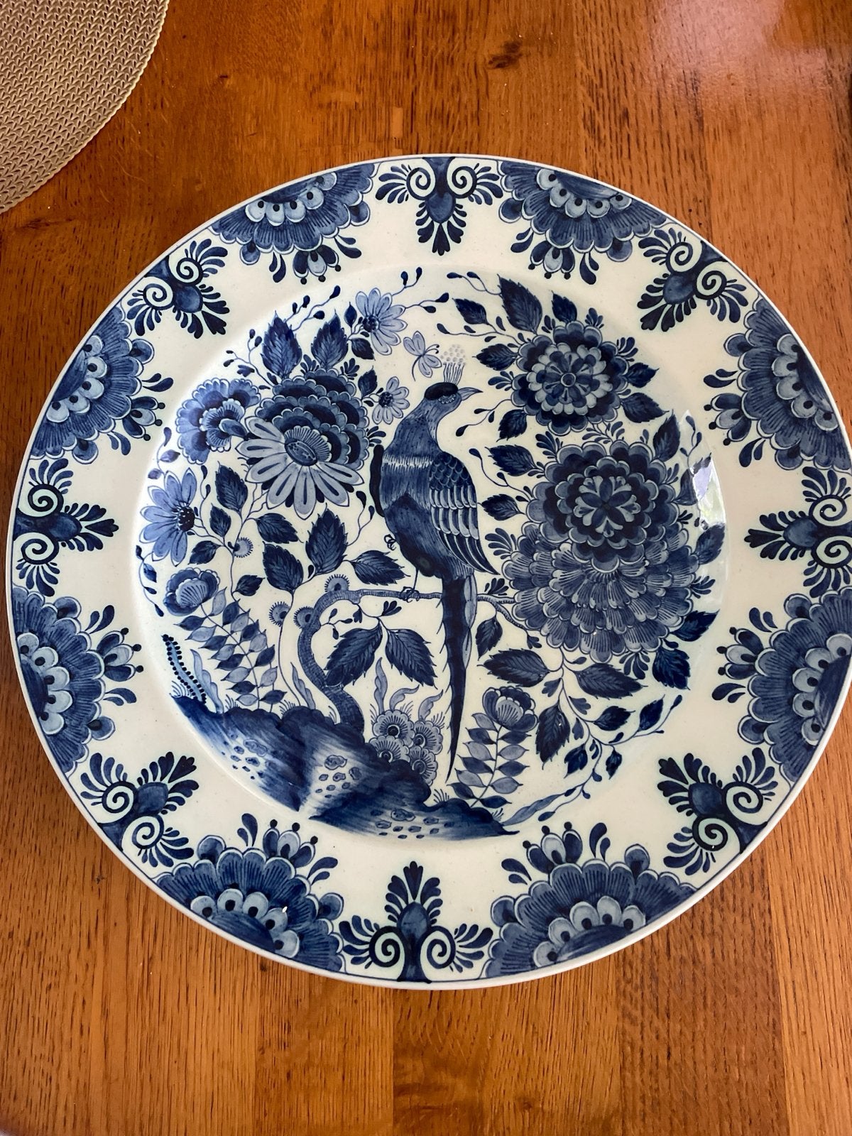 Delfts Blauw Wandbord "RAM" met vogel en bloemen, Ophalen of Verzenden