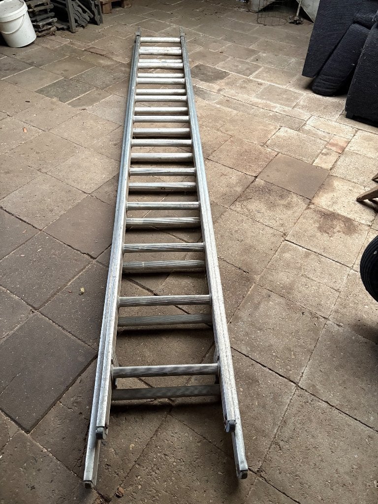 Ladder aluminium 2x12 sports, Ophalen, Gebruikt, Ladder, 4 meter of meer