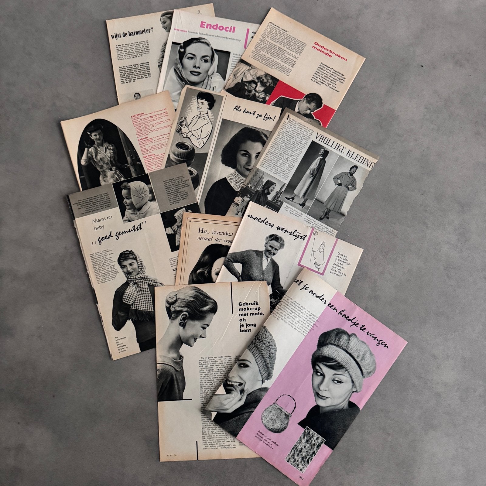 10 Vintage Pagina's vrouwen/mode. TijdschriftJaren '50/'60, Ophalen of Verzenden, Gelezen, Damesbladen