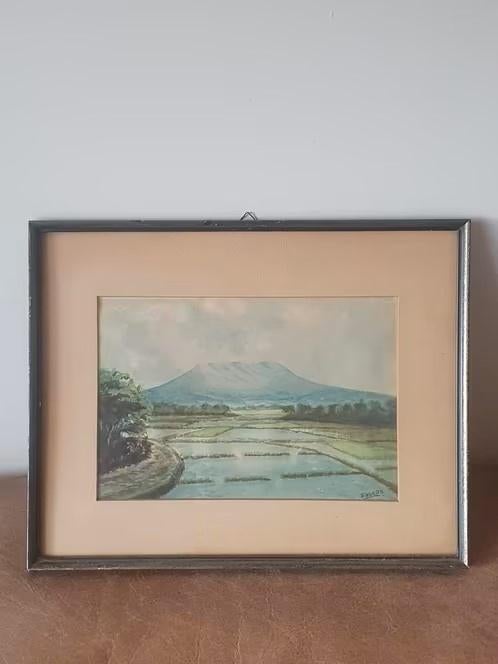 Indonesië berg Salak Batavia 1949 gesigneerd Engkos v Jane, Antiek en Kunst, Kunst | Schilderijen | Klassiek, Ophalen