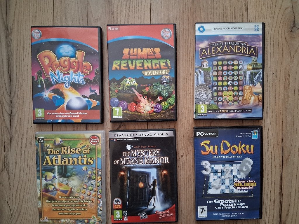 6 Verschillende oude leuke PC spellen, v.a. 3 jaar en ouder., Gebruikt, Overige genres, 1 speler, Eén computer