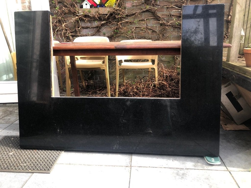 Zwart granieten aanrechtblad/barblad, Gebruikt, Zwart, 150 tot 200 cm, Ophalen of Verzenden