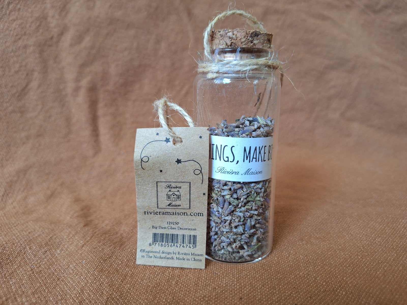 Rivièra Maison 'Big Days' glazen decoratie met lavendel, Huis en Inrichting, Meerkleurig, Nieuw, Ophalen of Verzenden, Landelijk