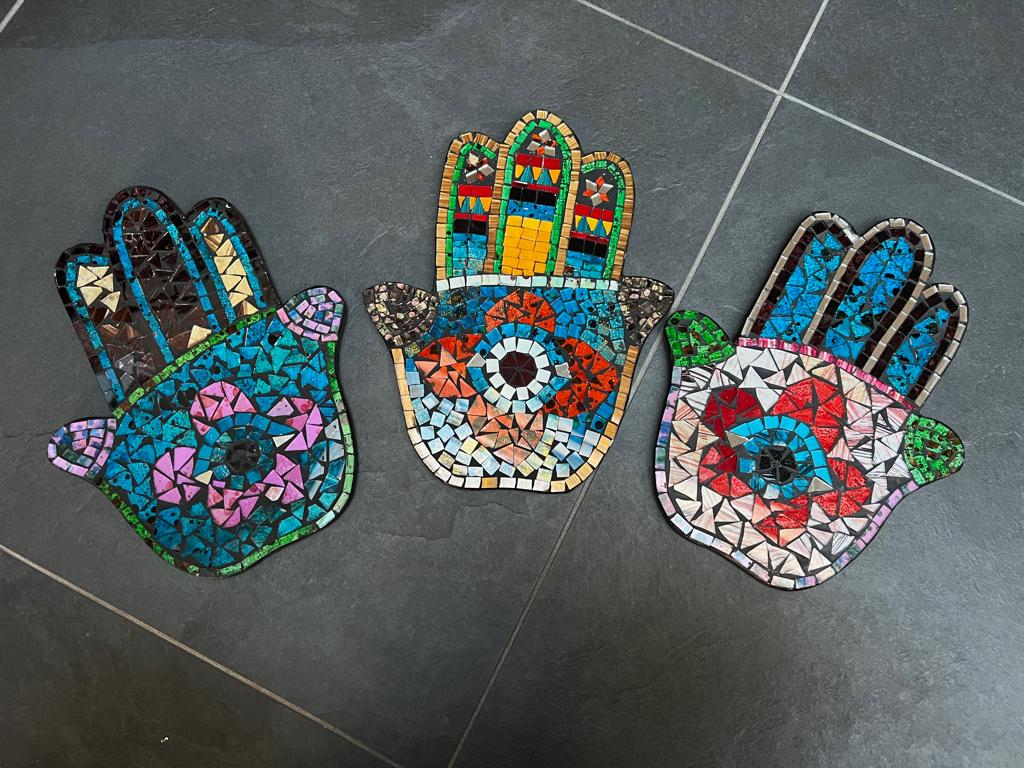 Marokkaanse hand fatima fatma hamsa mozaïek wanddecoratie, Verburgt Vintage, Meerkleurig, Overige materialen, Nieuw