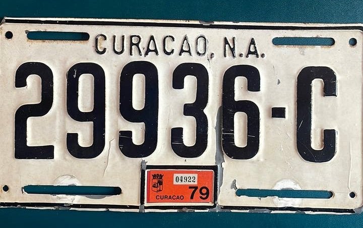 Originele kentekenplaat Curaçao N.A. Jaren ‘70, Ophalen of Verzenden, Gebruikt, Auto's