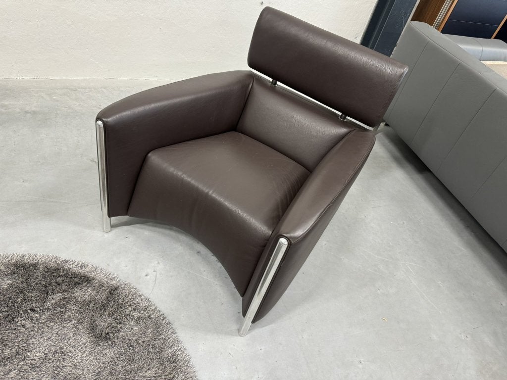Leolux Oblomov fauteuil bruin leer Design stoel, Leolux, Info@leolux.nl, Ophalen of Verzenden, Zo goed als nieuw