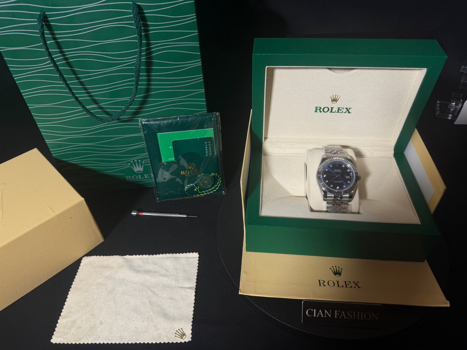 Datejust blue dial diamonds, Ophalen of Verzenden, Zilver, Overige typen