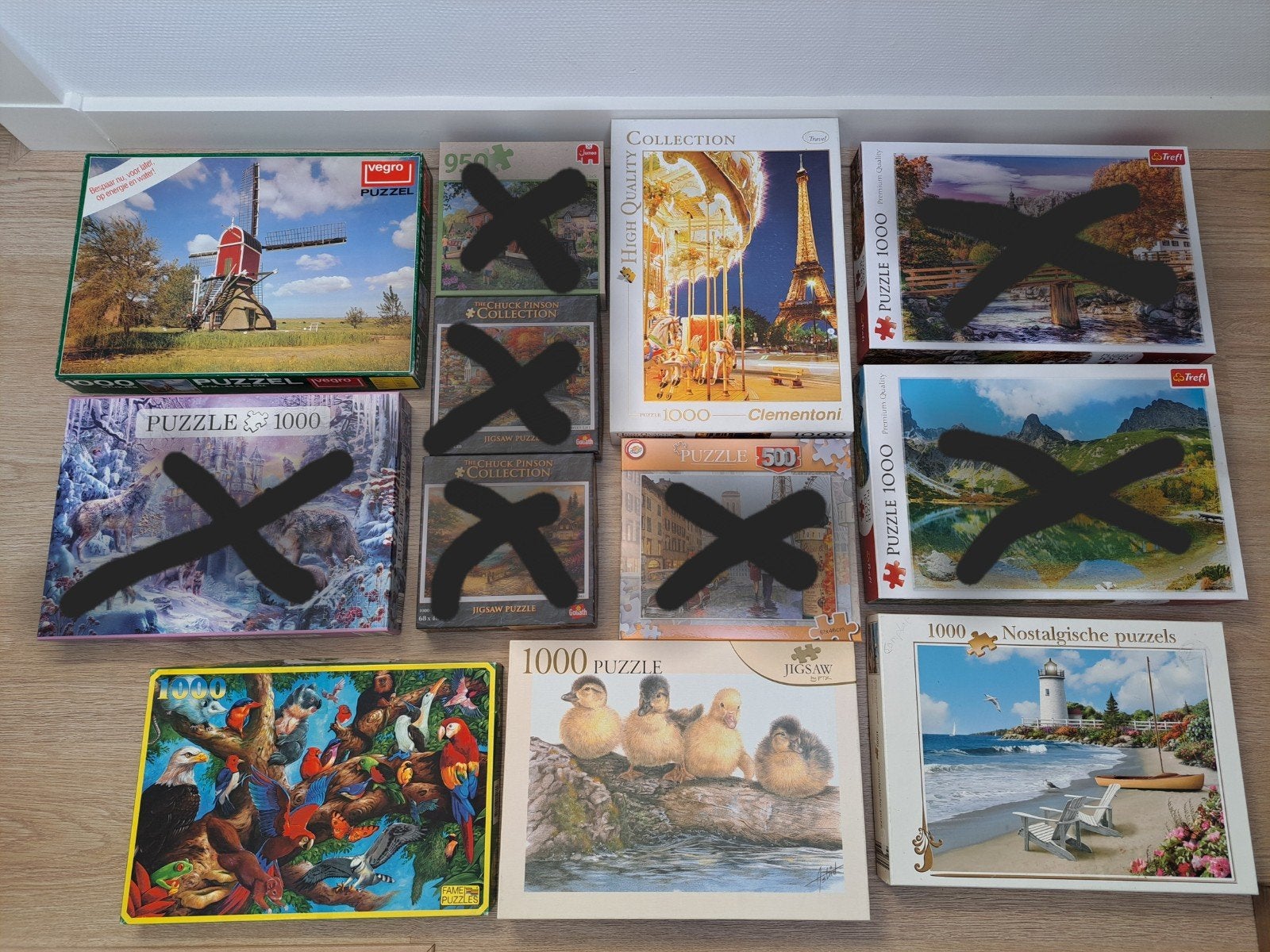 Partij legpuzzels, Ophalen of Verzenden, 500 t/m 1500 stukjes, Zo goed als nieuw, Legpuzzel