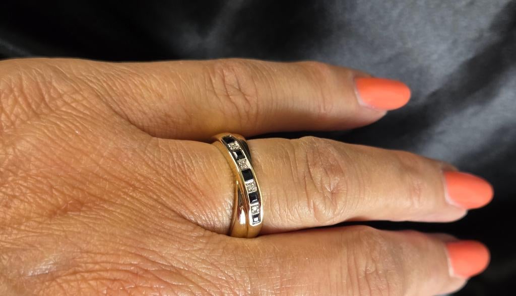 Gouden Vintage ring edelsteen saffier en diamant. 2026/279., Blauw, ., Ophalen of Verzenden, Zo goed als nieuw