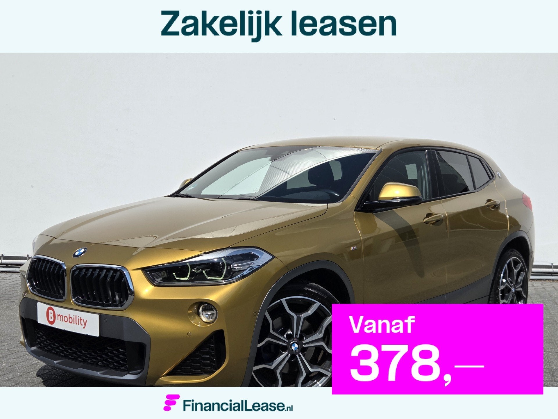 BMW X2 sDrive18i High Executive M-Sport X Achteruitrijcamera, Dealer onderhouden, Gebruikt, Leder en Stof, Geel