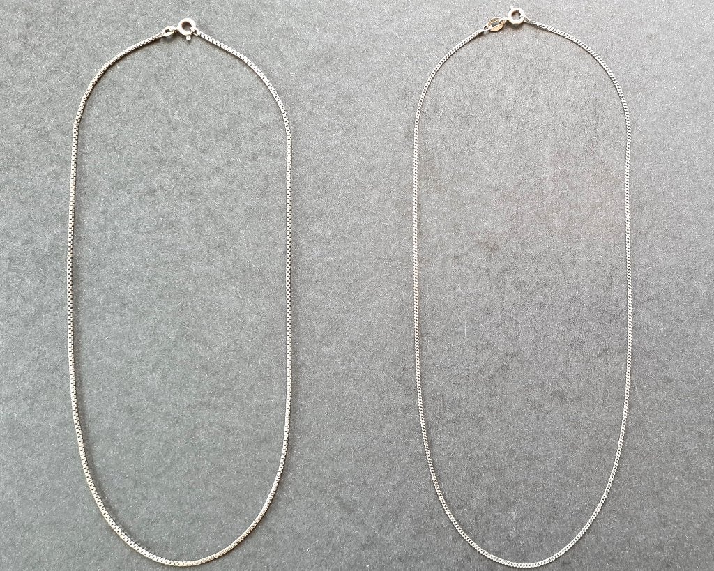 Twee Zilveren Kettingen 925 – 45 cm – Samen 6,67 gram, Ophalen of Verzenden, Gebruikt, Zilver, Zilver